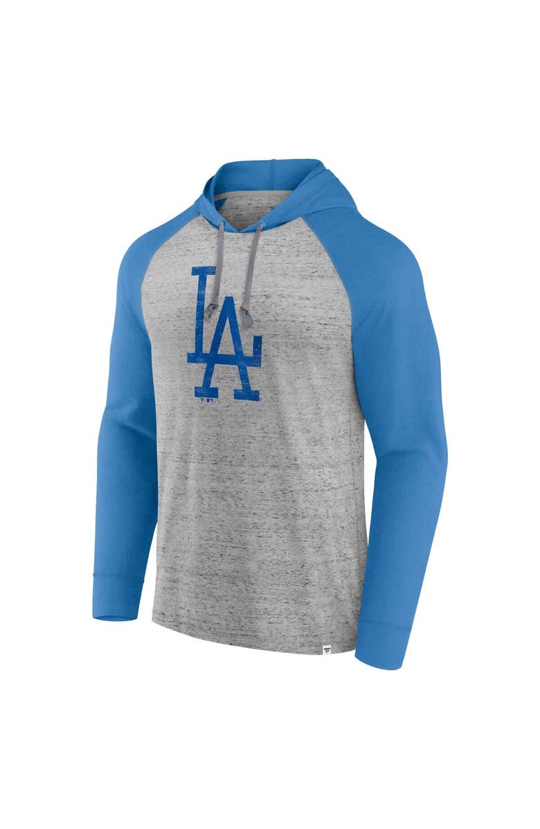 FANATICS Men's Fanatics  Gray Los Angeles Dodgers Single Play Speckled Lightweight Pullover Hoodie, Alternate, color, 