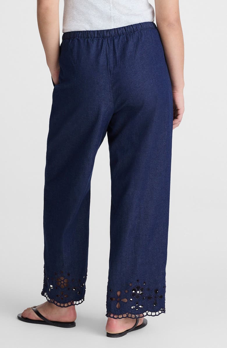 Madewell Eyelet Denim Pull-On Pants, Alternate, color, Marfield Wash