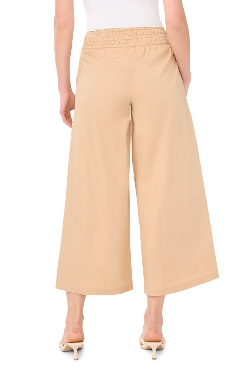 CeCe Smocked Waist Crop Wide Leg Pants, Alternate, color, Toffee