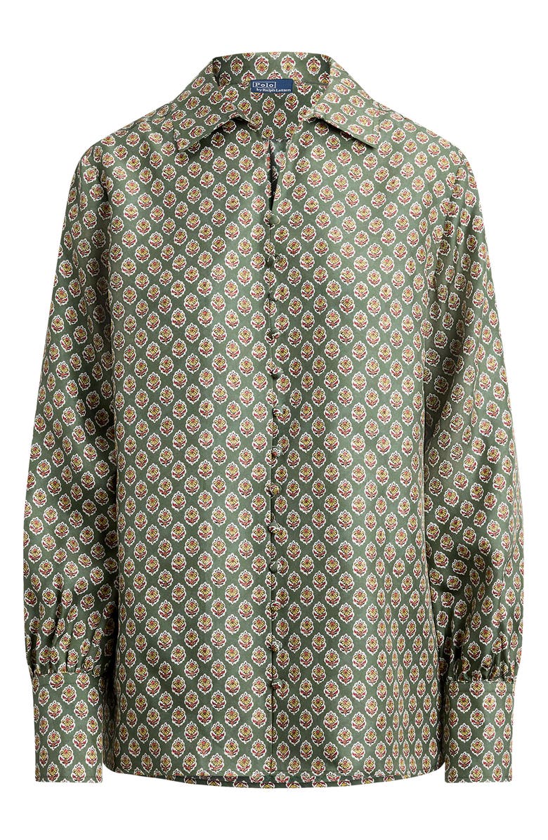 Polo Ralph Lauren Print Silk Shirt, Alternate, color, 2014 Wood Block Spikey Flower