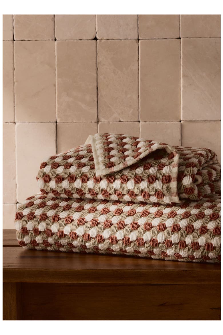 Organic Cotton Mosaic Towel, Alternate, color, CINNAMON/LATTE