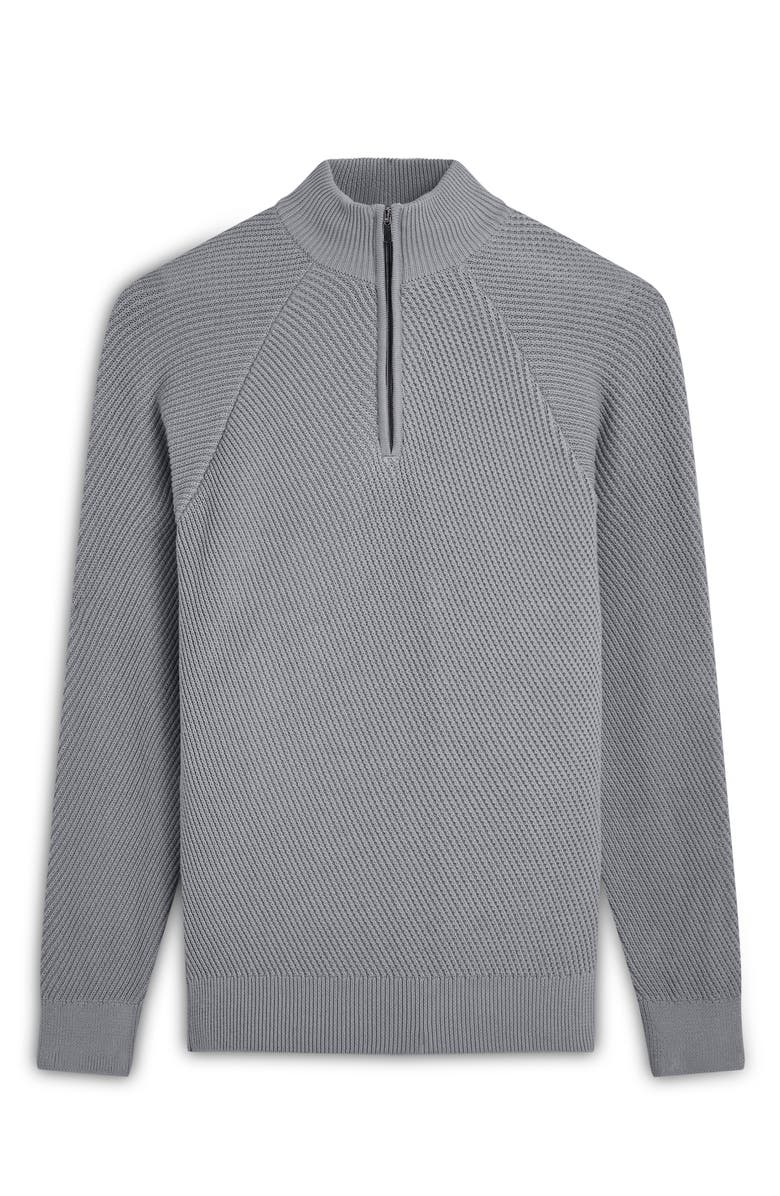 Bugatchi Diagonal Stitch Quarter Zip Sweater, Alternate, color, 