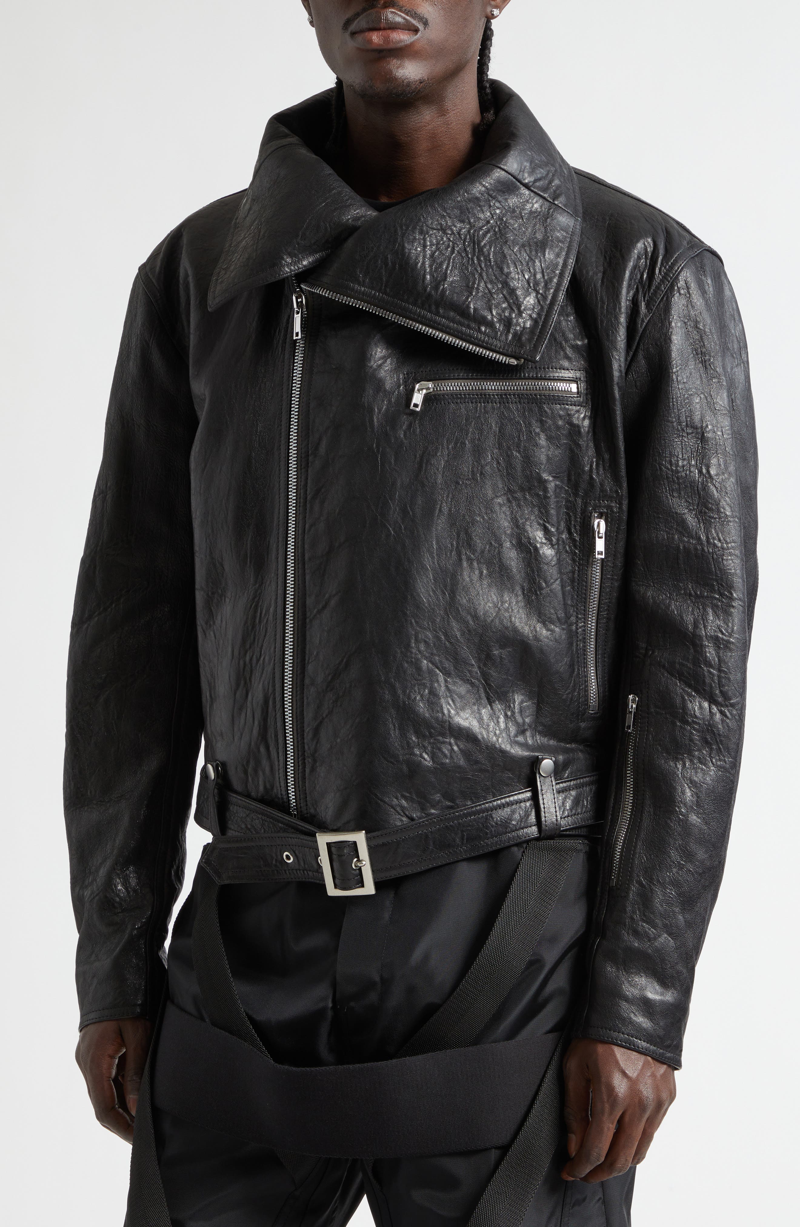 Rick Owens Leather Dracubiker Jacket (Men) | Nordstrom