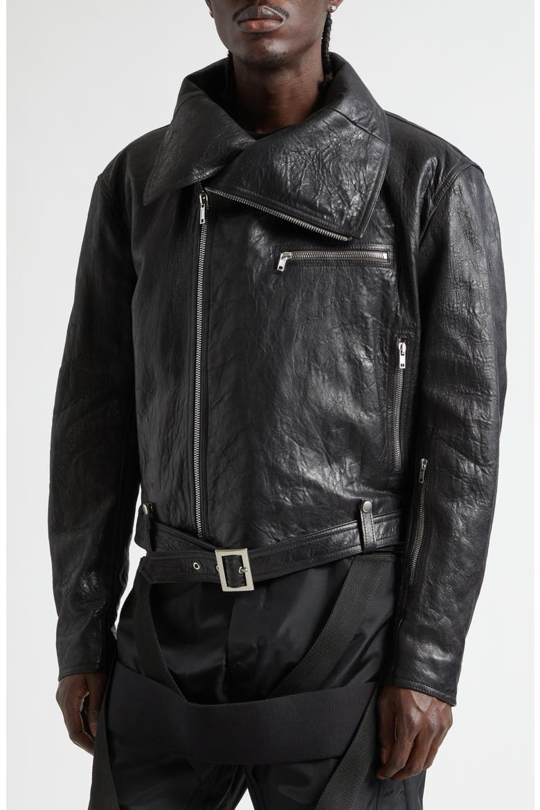 Leather Dracubiker Jacket, Alternate, color, BLACK
