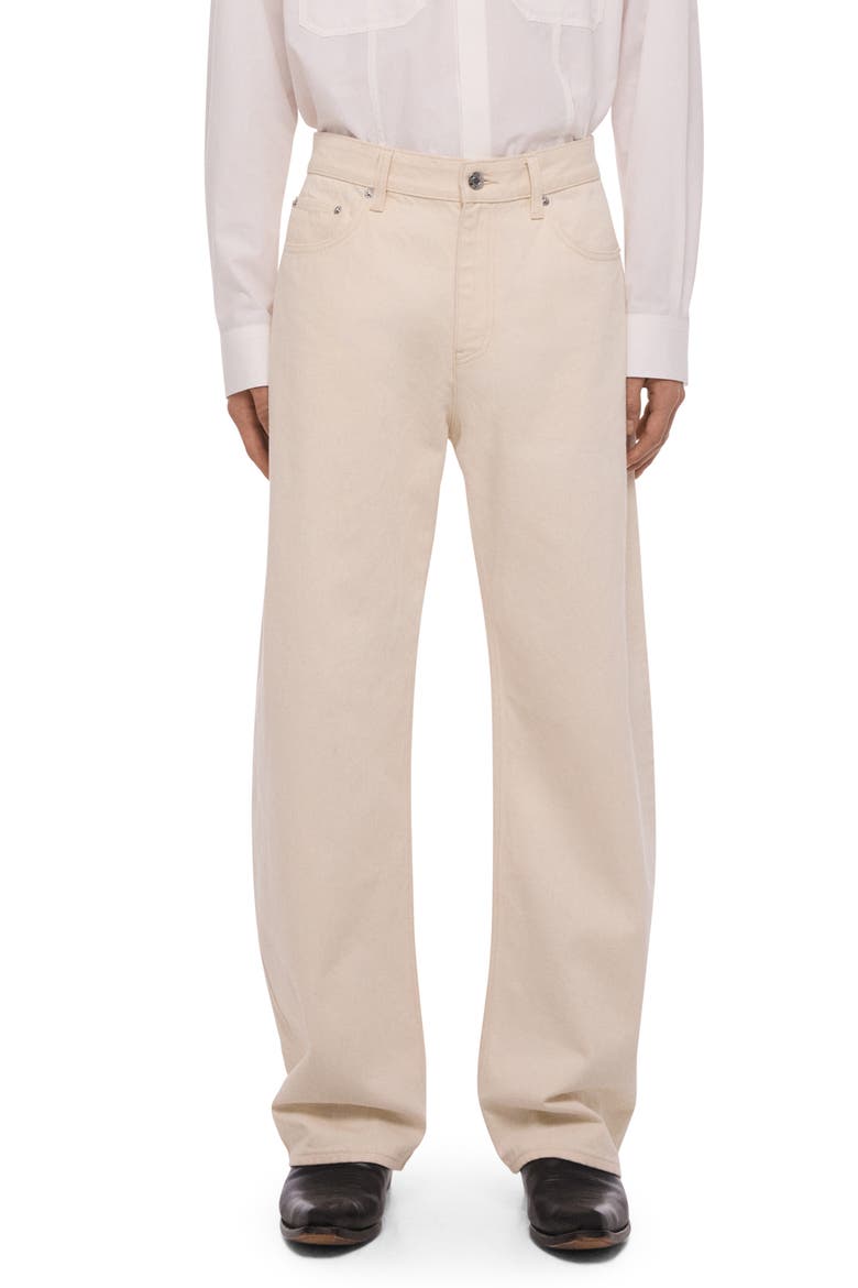 Saddle High Waist Relaxed Leg Organic Cotton Jeans, Main, color, ECRU