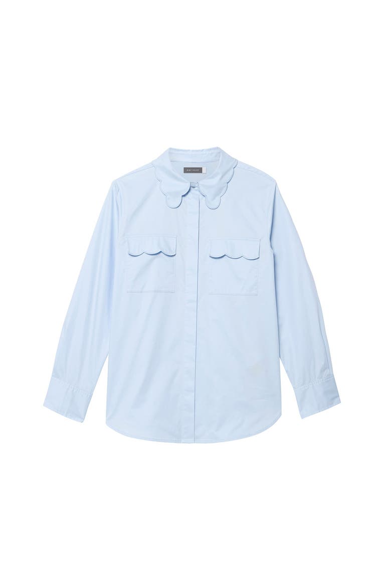 Cotton Scallop Detail Shirt, Alternate, color, Blue