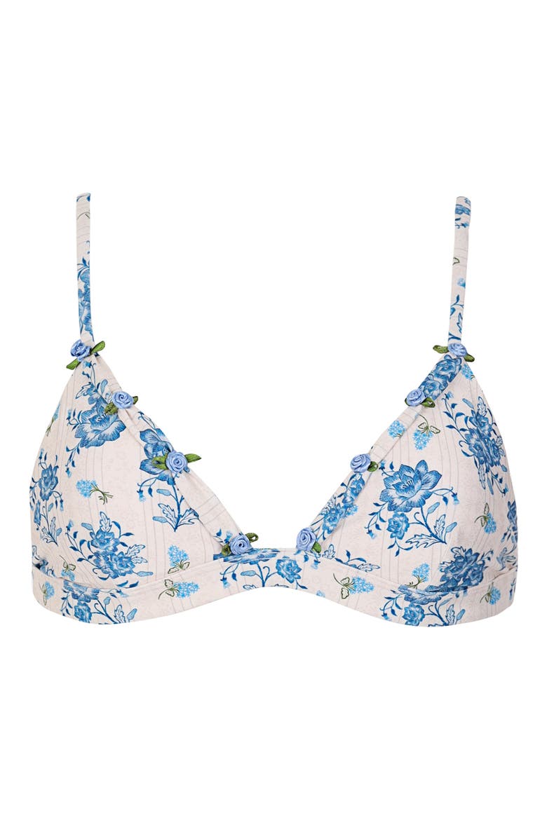 Lisa Rose Detail Triangle Bikini Top, Alternate, color, MULTICOLOR