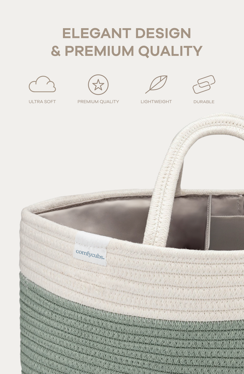 Comfy Cubs Rope Diaper Caddy, Alternate, color, Sage