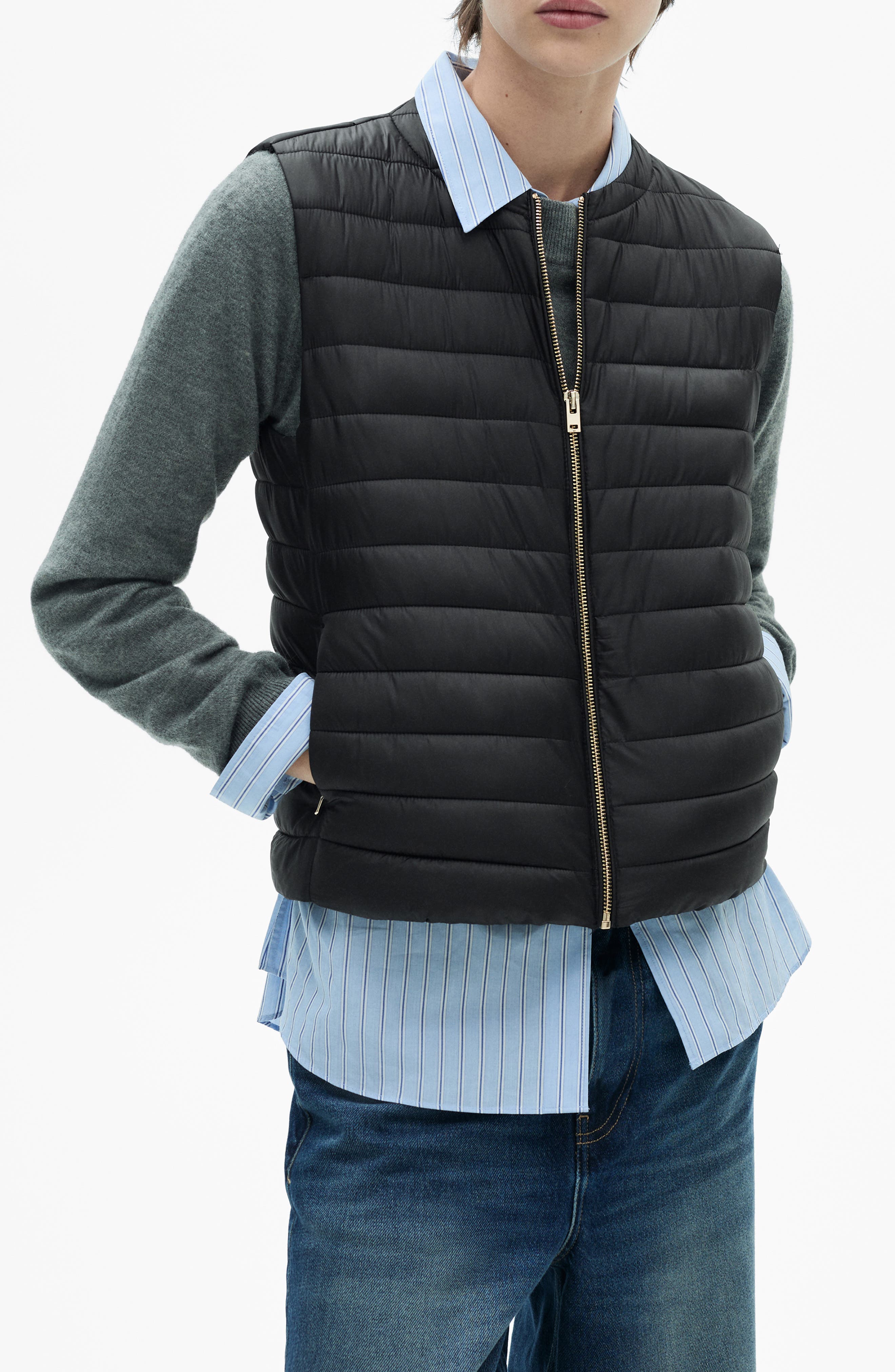 MANGO Water Repellent Channel Quilted Vest