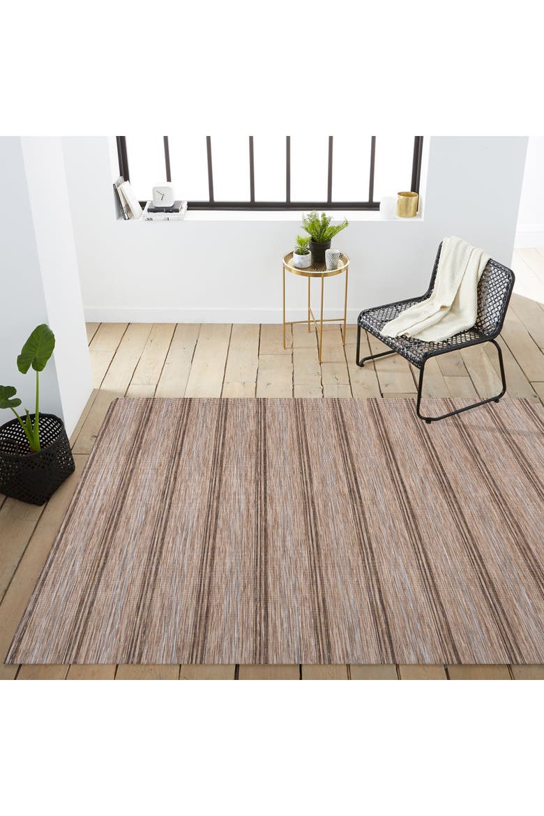 Bo Modern Farmhouse Wide Stripe Indoor/Outdoor Area Rug, Alternate, color, Brown/Natural