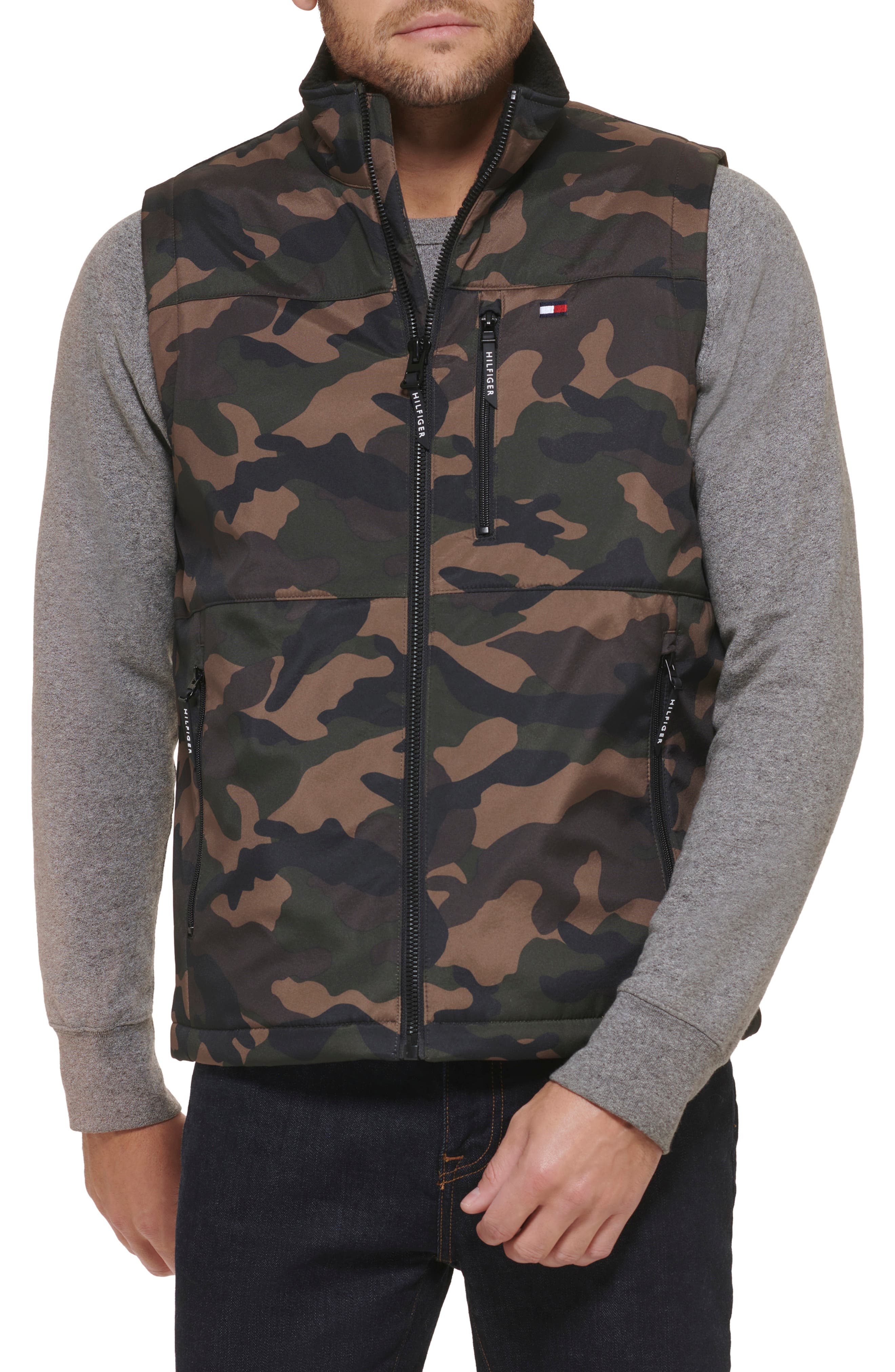 Tommy Hilfiger Water Resistant Faux Shearling Lined Quilted Vest