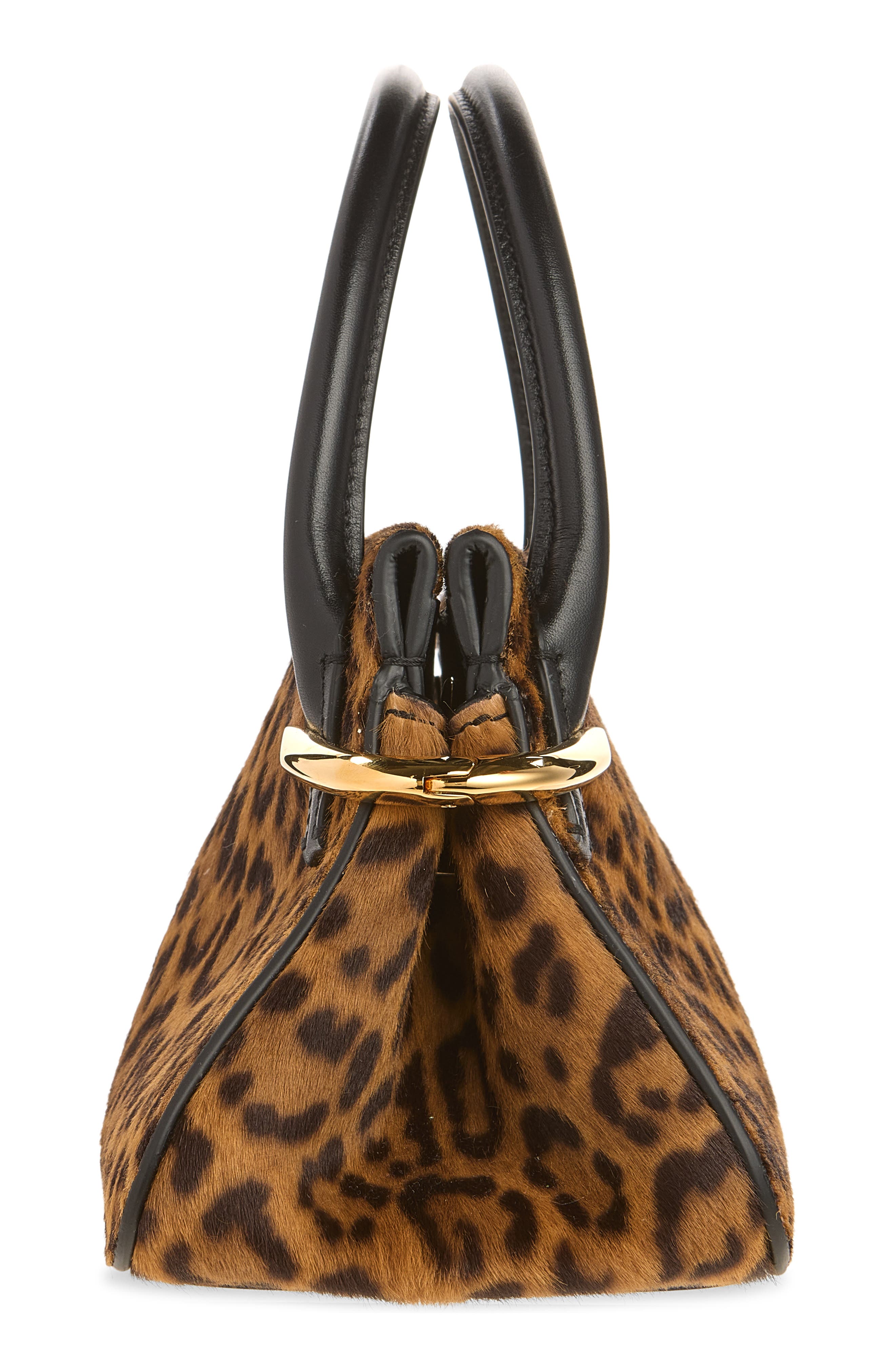 Mini Pinch Leopard Genuine Calf Hair Bag, Alternate, color, BLACK/YELLOW