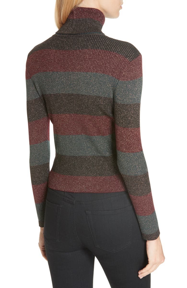 A.L.C. Mariel Metallic Stripe Turtleneck Sweater, Alternate, color,