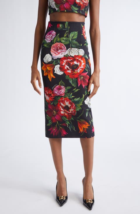 Floral High Waist Pencil Skirt