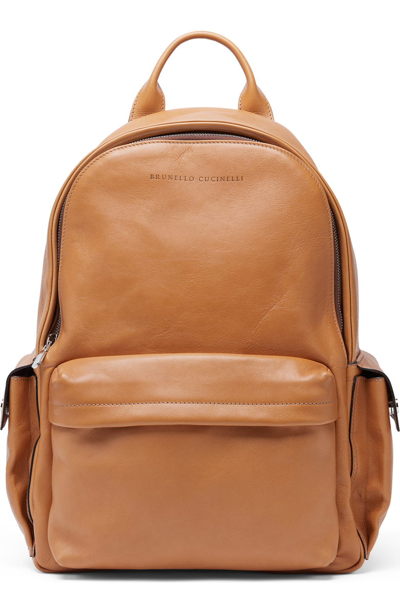 Brunello Cucinelli Travel backpack, Main, color, Cognac