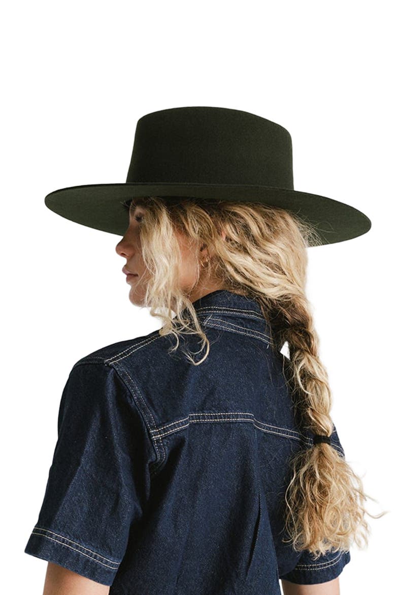 Dakota Wide Brim Felt Hat, Alternate, color, Dark Green