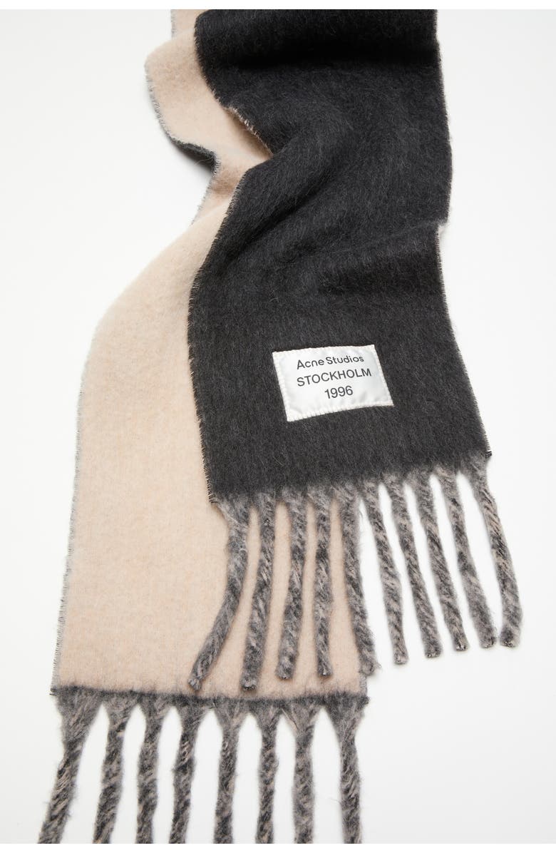 Acne Studios Volly Alpaca & Wool Blend Fringe Scarf, Alternate, color, Beige/ Grey