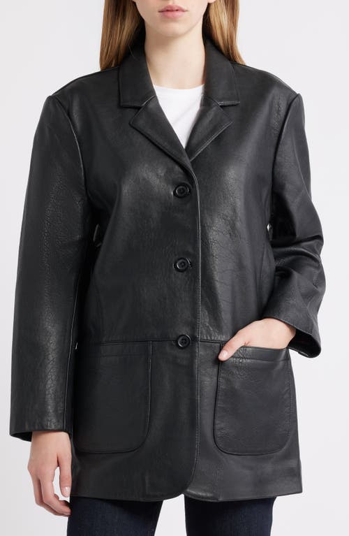 Schott Nyc Oversize Leather Blazer In Black