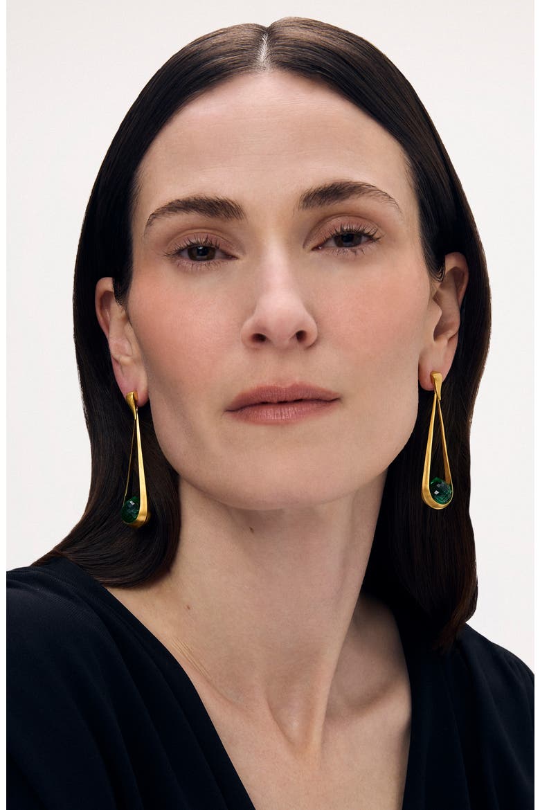 Samui Simulated Stone Drop Earrings, Alternate, color, BANYAN GREEN