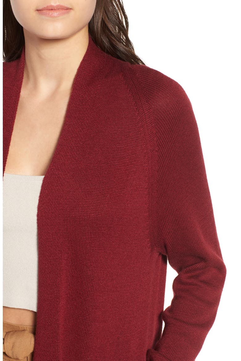 Side Split Midi Cardigan, Alternate, color, RED GRAPE