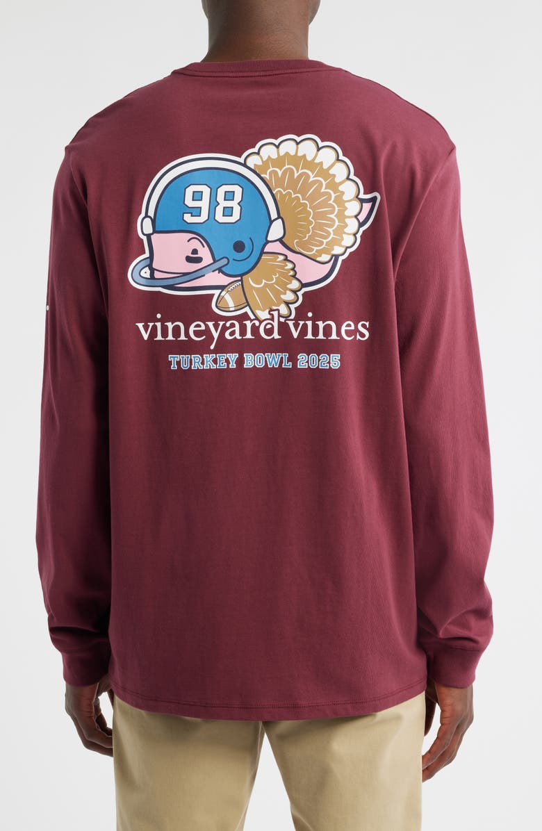 vineyard vines Football Turkey Long Sleeve Cotton Graphic T-Shirt, Alternate, color, Crimson