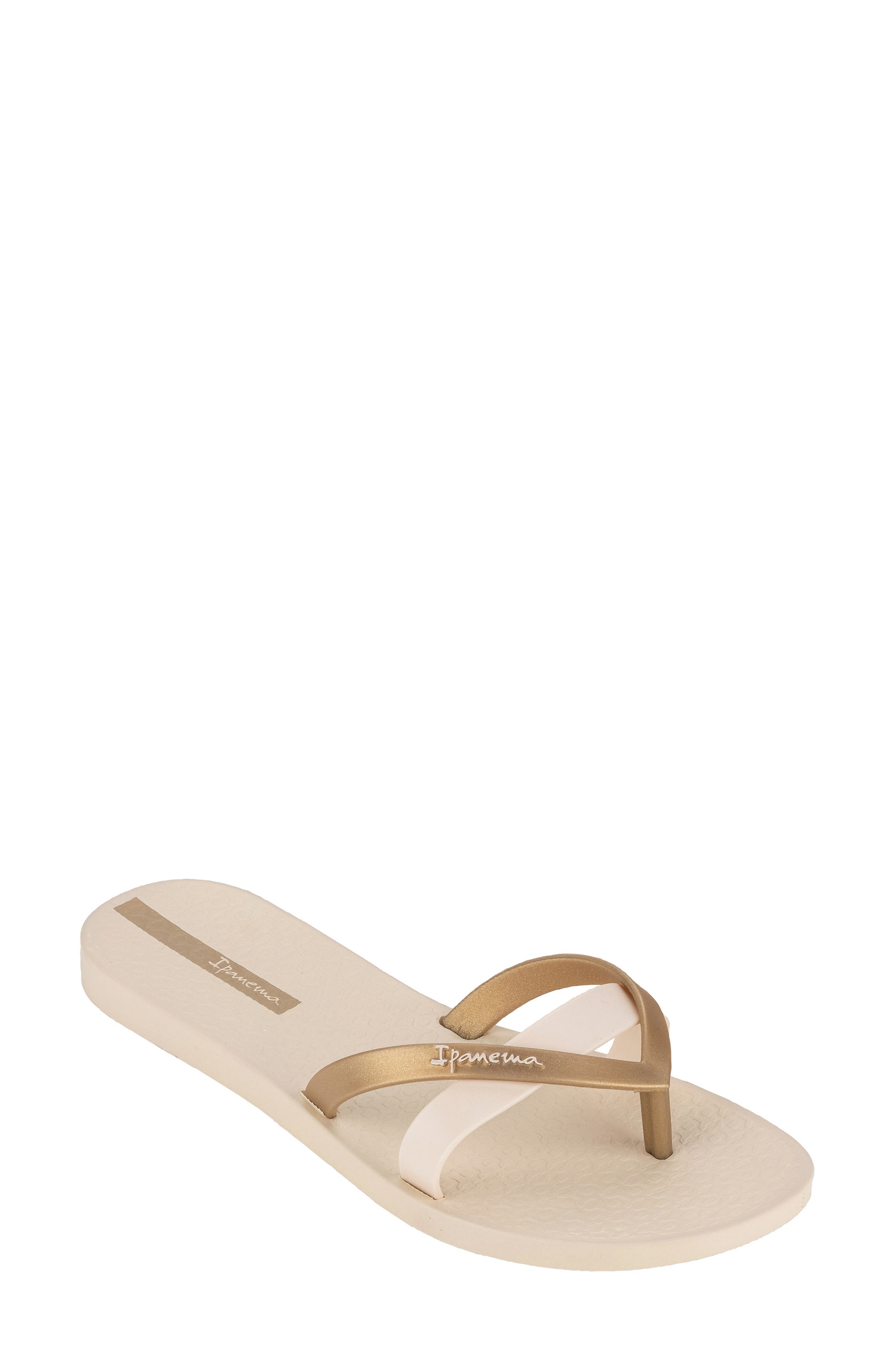 Ipanema 'Kirei Silk' Flip Flop, Main, color, Beige/ Gold