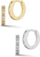 GLAZE JEWELRY Set of 2 Cubic Zirconia Huggie Hoop Earrings