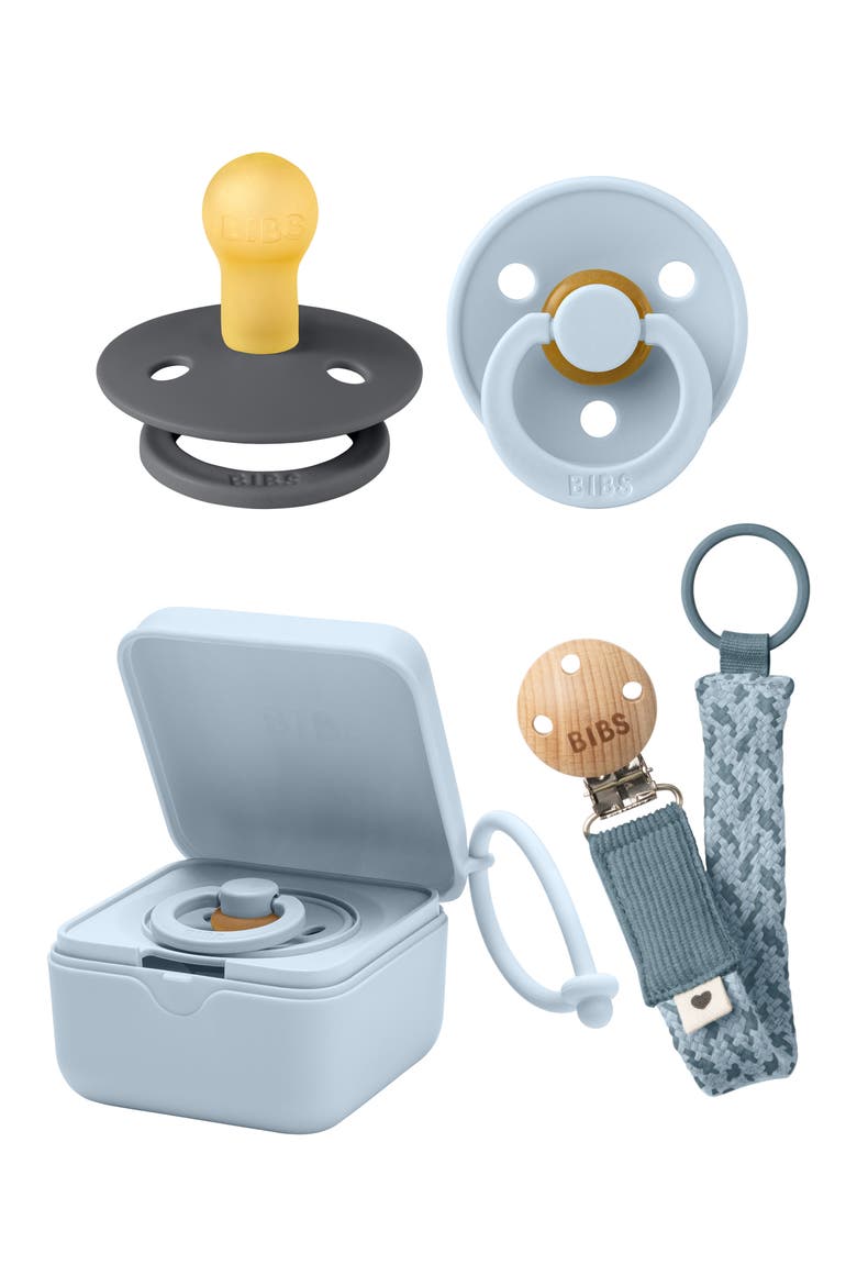 Pacifer, Pacifier Box & Pacifier Clip Set, Main, color, IRON/ BLUE