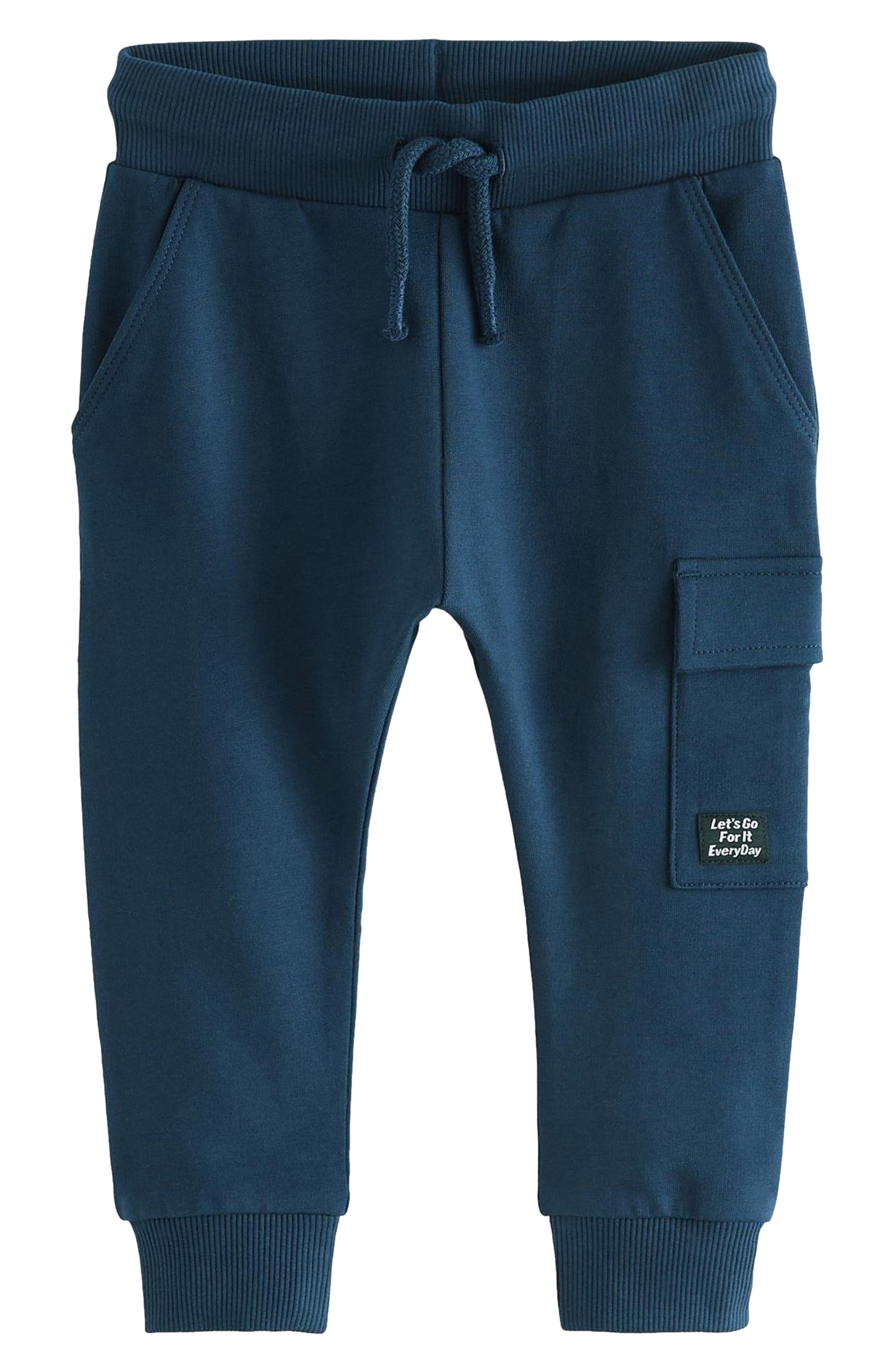 NEXT Kids' Stretch Cotton Skinny Utility Joggers in Blue 