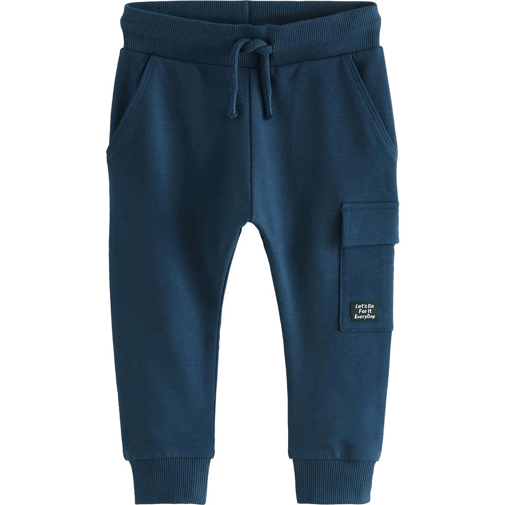 NEXT Kids' Stretch Cotton Skinny Utility Joggers in Blue