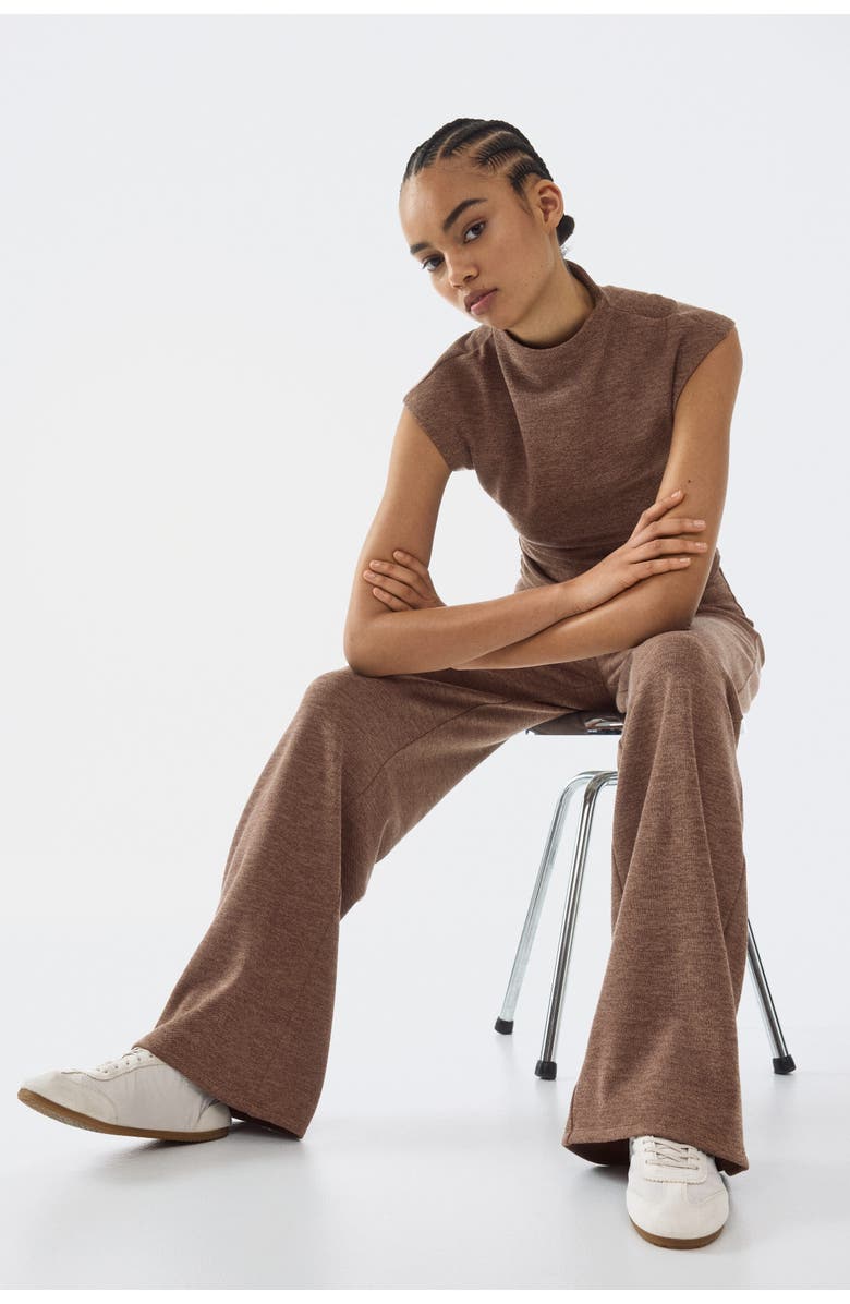 H&M Straight-leg Jersey Trousers, Alternate, color, Brown Melange