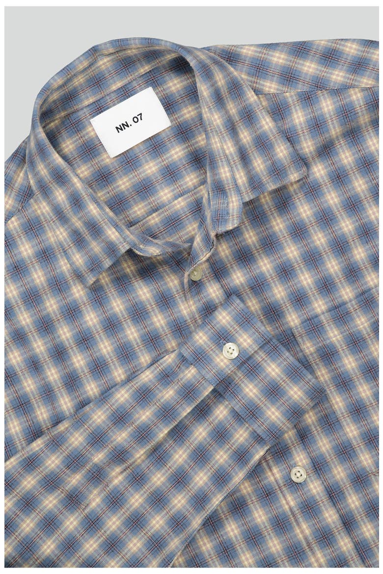 Deon 5465 Organic Cotton Button-Up Shirt, Alternate, color, BLUE CHECK