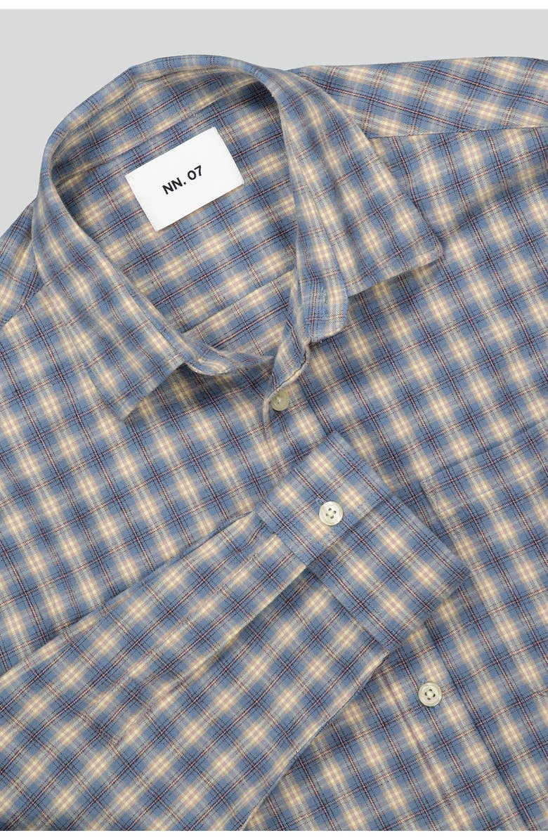 NN07 Deon 5465 Organic Cotton Button-Up Shirt, Alternate, color, Blue Check