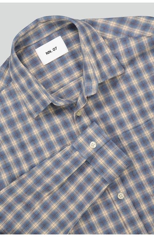 Nn07 Deon 5465 Organic Cotton Button-up Shirt In Blue