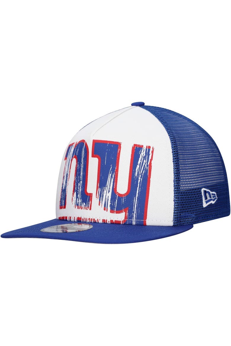 Men's New Era White/Royal New York Giants Distressed 9FIFTY A-Frame Snapback Hat, Main, color, White