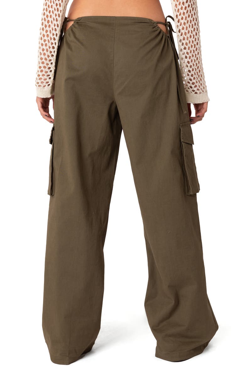 EDIKTED Carlo Low Rise Side Cutout Cargo Pants, Alternate, color, Olive