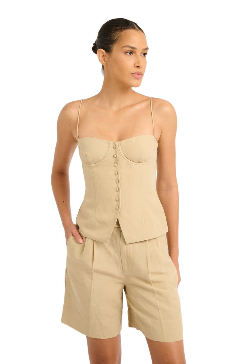 Onia Air Linen Underwire Corset Top, Alternate, color, Jute