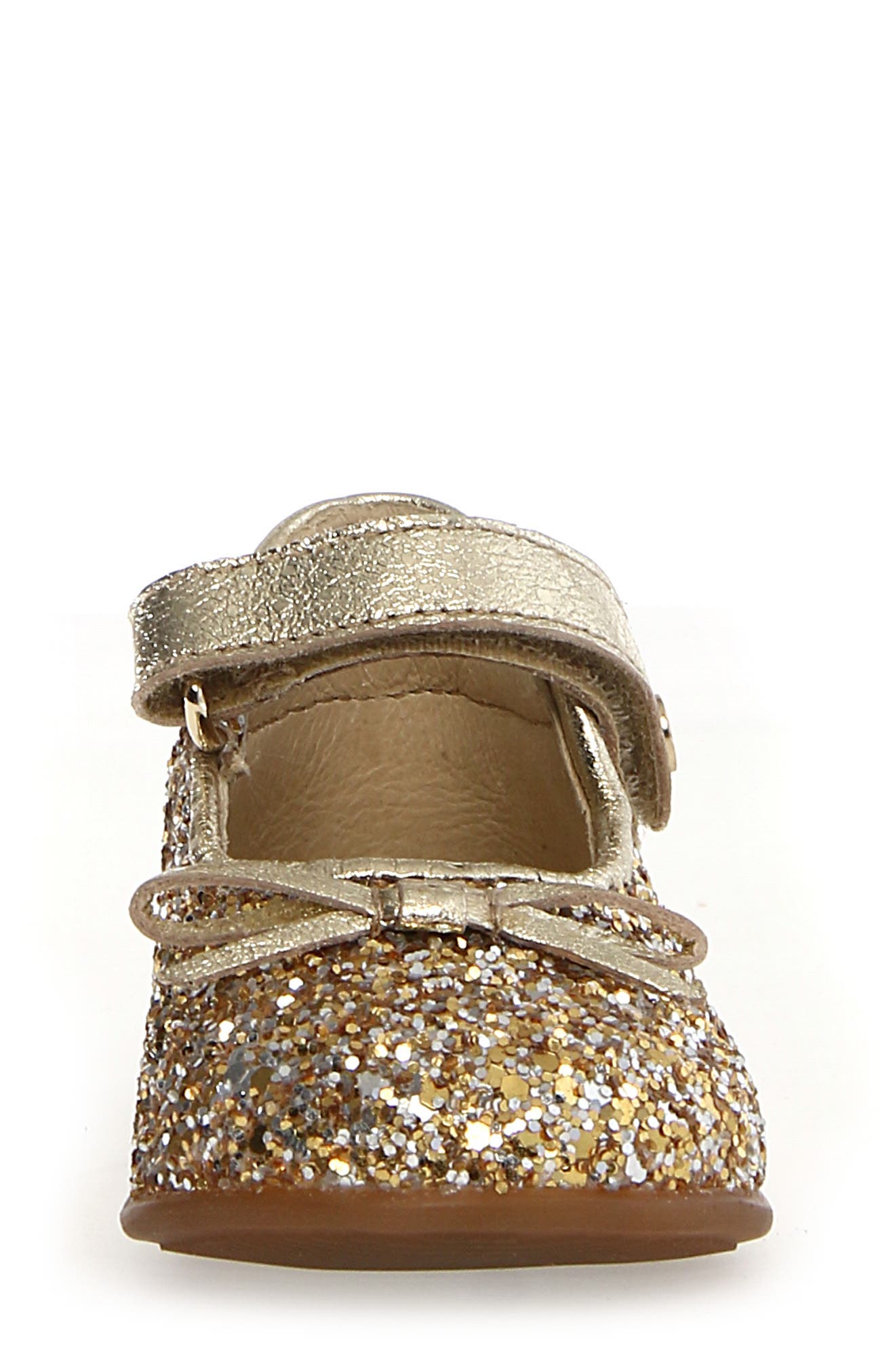 Naturino Kids' Glitter Bow Ballet Flat, Alternate, color, Platinum Silver