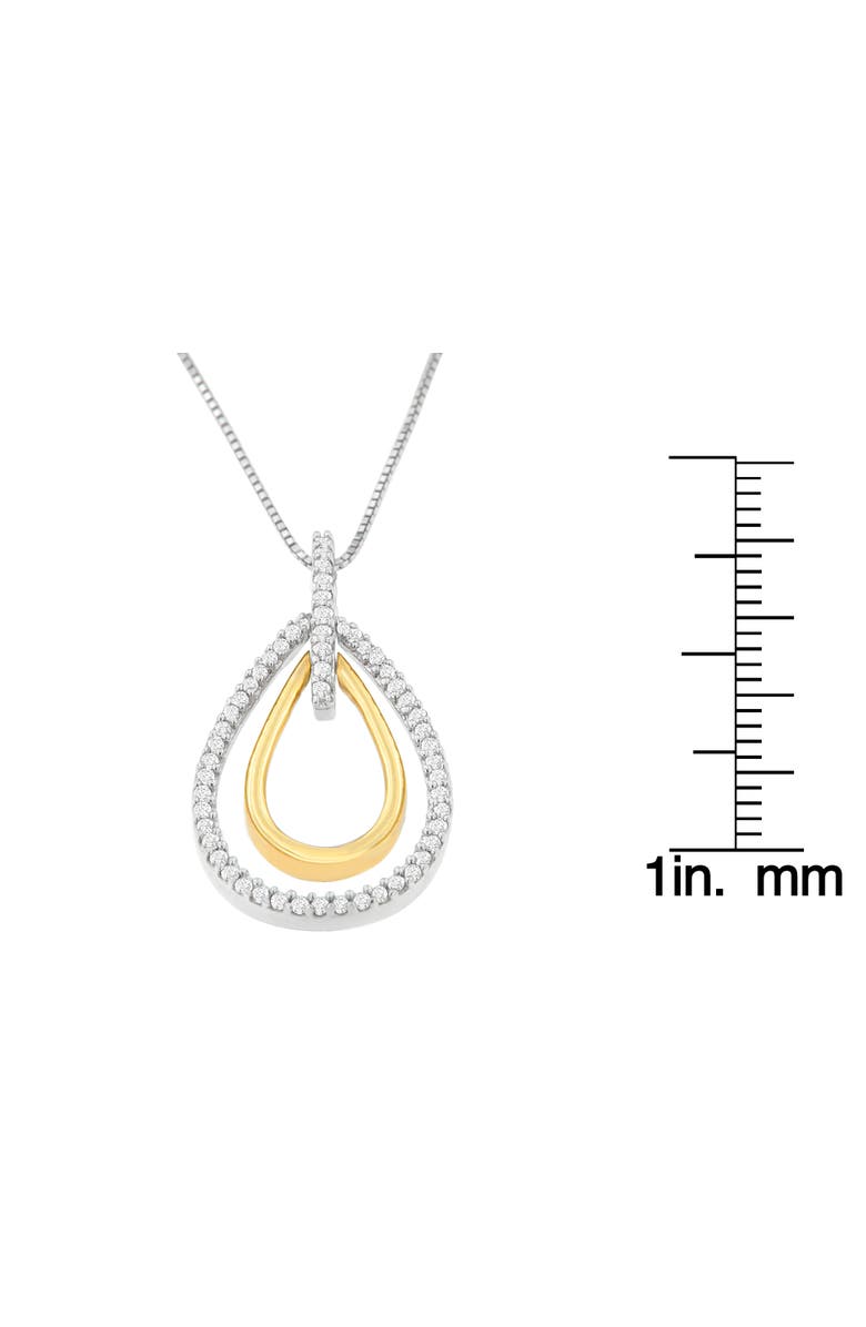 Haus of Brilliance 14K Two-Tone Gold Round Cut Diamond Double Burst Pendant Necklace, Alternate, color, Yellow