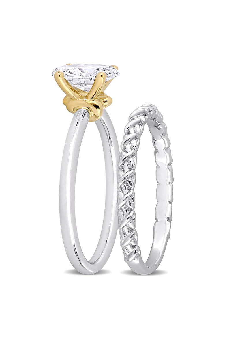 Diamond Oval Solitaire Bridal Ring Set 14k, Alternate, color, 14K Two-Tone Gold