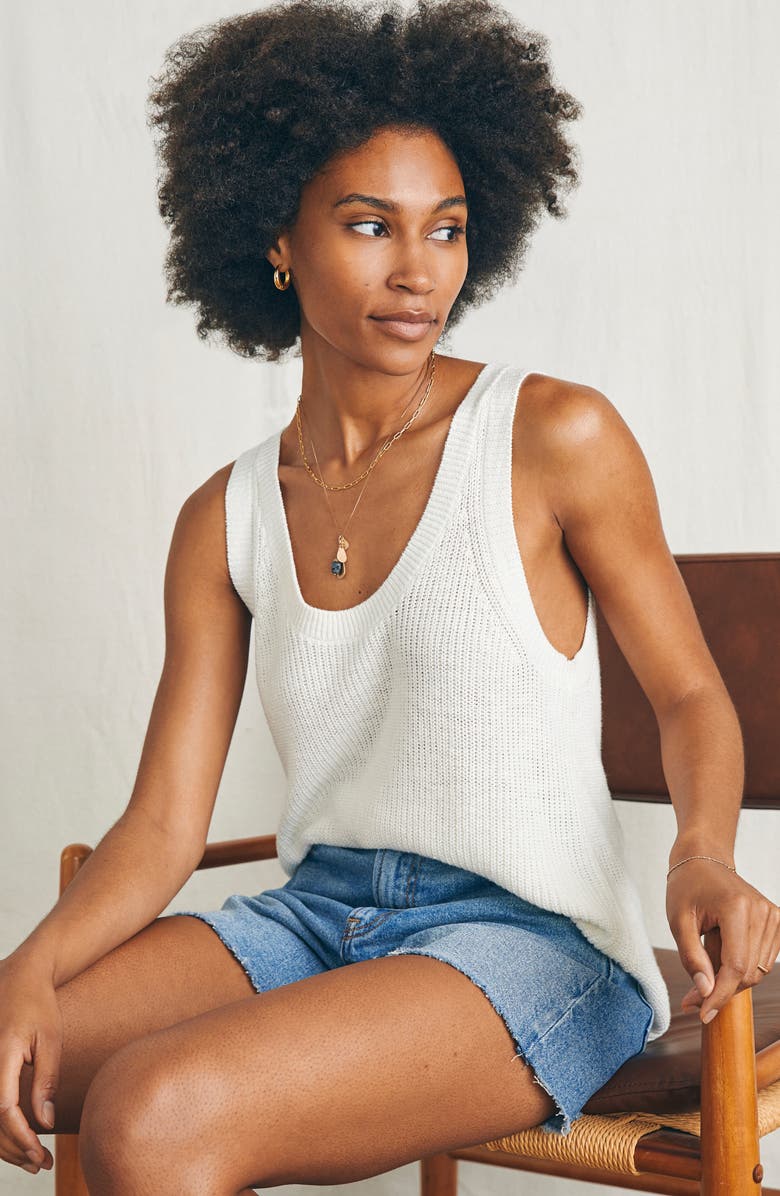 Faherty Miramar Linen & Organic Cotton Sweater Tank, Alternate, color, 