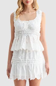 All in Favor Side Tie Embroidered Cotton Eyelet Top