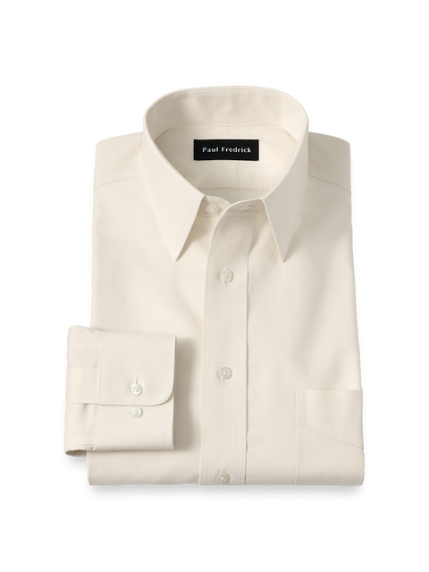 Non-iron Cotton Pinpoint Solid Point Collar Dress Shirt