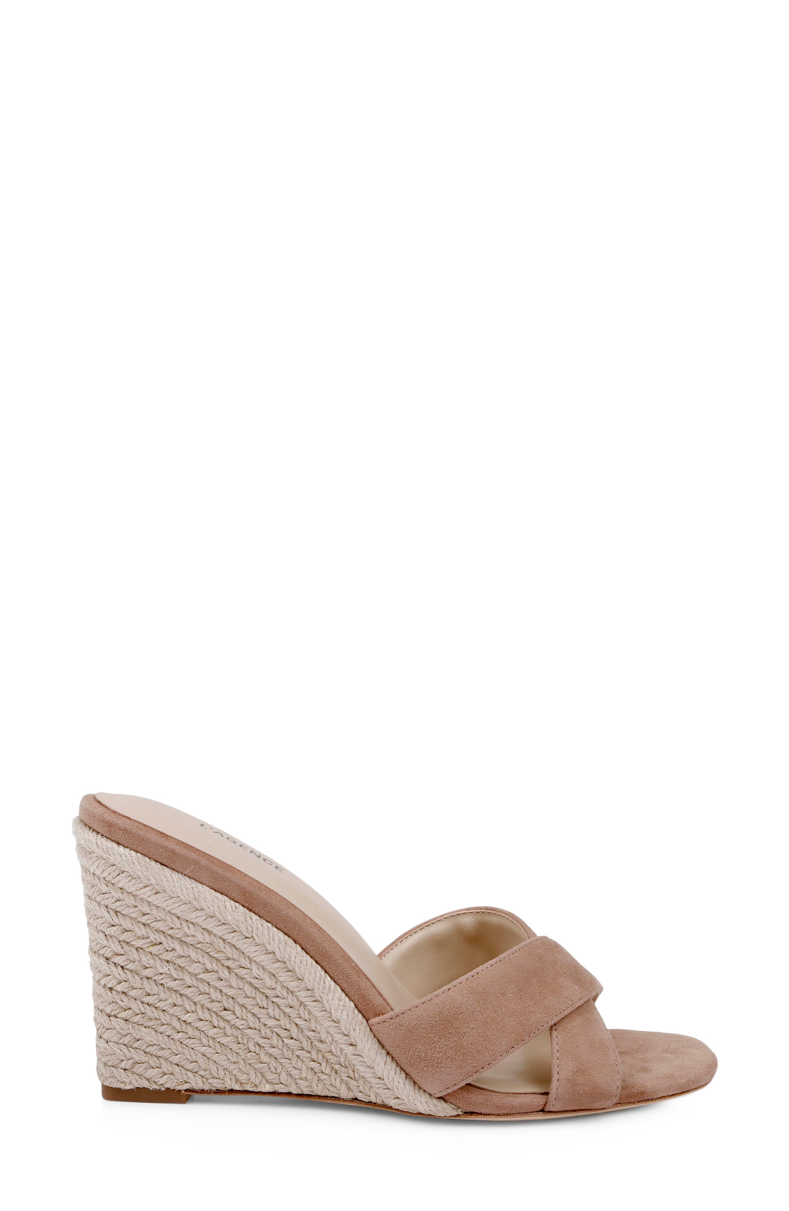L'AGENCE Rosaline Espadrille Wedge Slide Sandal, Alternate, color, Cappuccino Suede