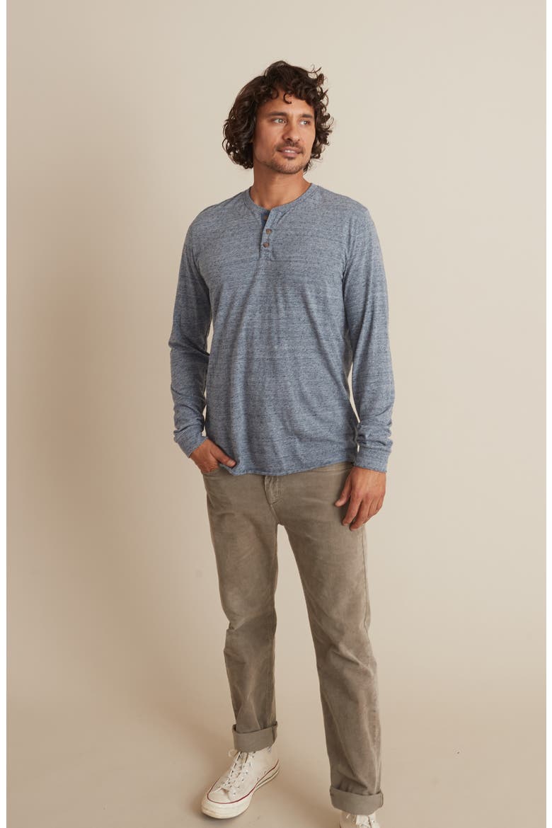 Cotton Blend Long Sleeve Henley, Alternate, color, DENIM HEATHER NEPS CORE