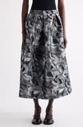 Dries Van Noten Soni Abstract Floral Jacquard Pleated A-Line Midi Skirt