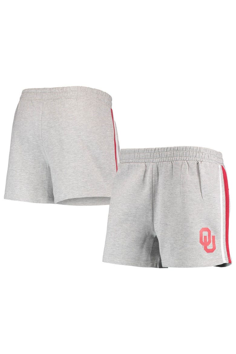 Women's Heathered Gray Oklahoma Sooners Plus Size 2-Stripes Shorts, Main, color, Heather Gray
