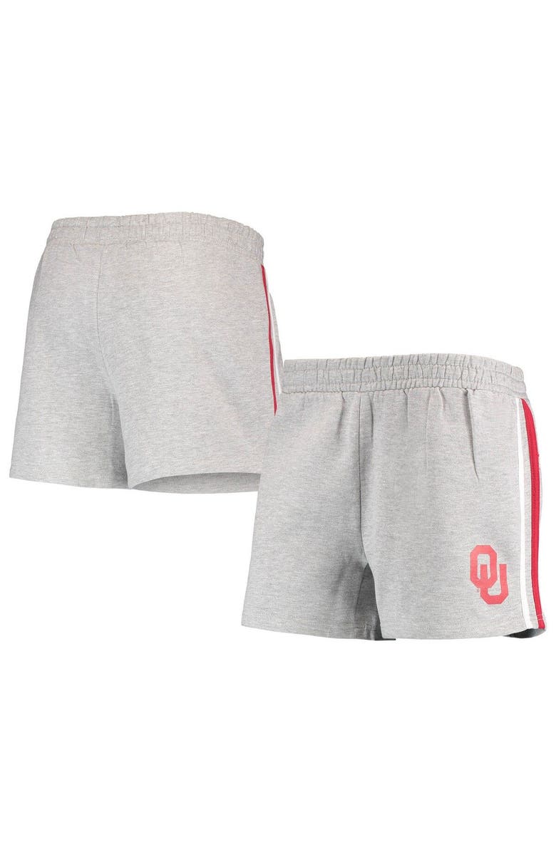 PROFILE Women's Heathered Gray Oklahoma Sooners Plus Size 2-Stripes Shorts, Main, color, Heather Gray