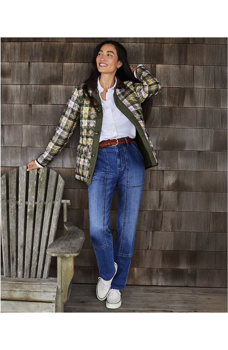 Lands' End Soft Denim High Rise Rail Straight Leg Utility Jeans, Alternate, color, Indigo Tide Blue