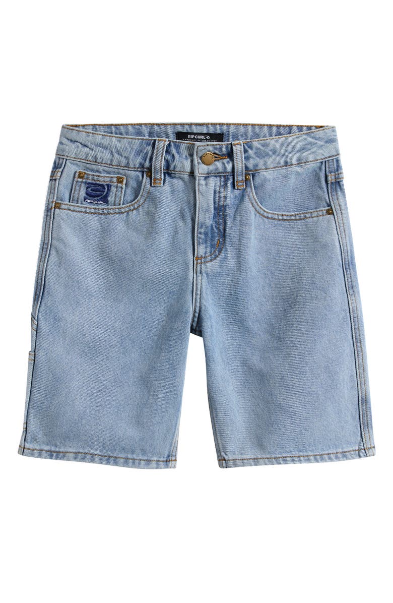 Rip Curl Kids' Hyped Up Denim Carpenter Shorts, Main, color, Washed Blue